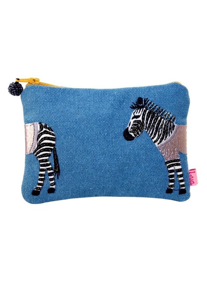 Zebra  Applique  Purse Petrol Blue  515