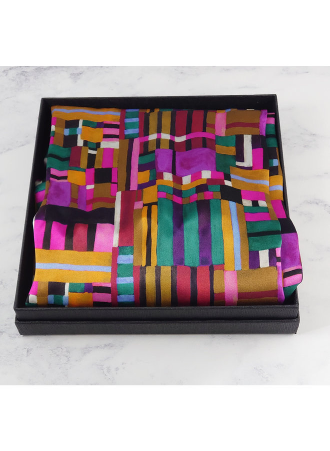 Patchwork Satin and Silk Scarf  with magnetic clasp Boxed 116