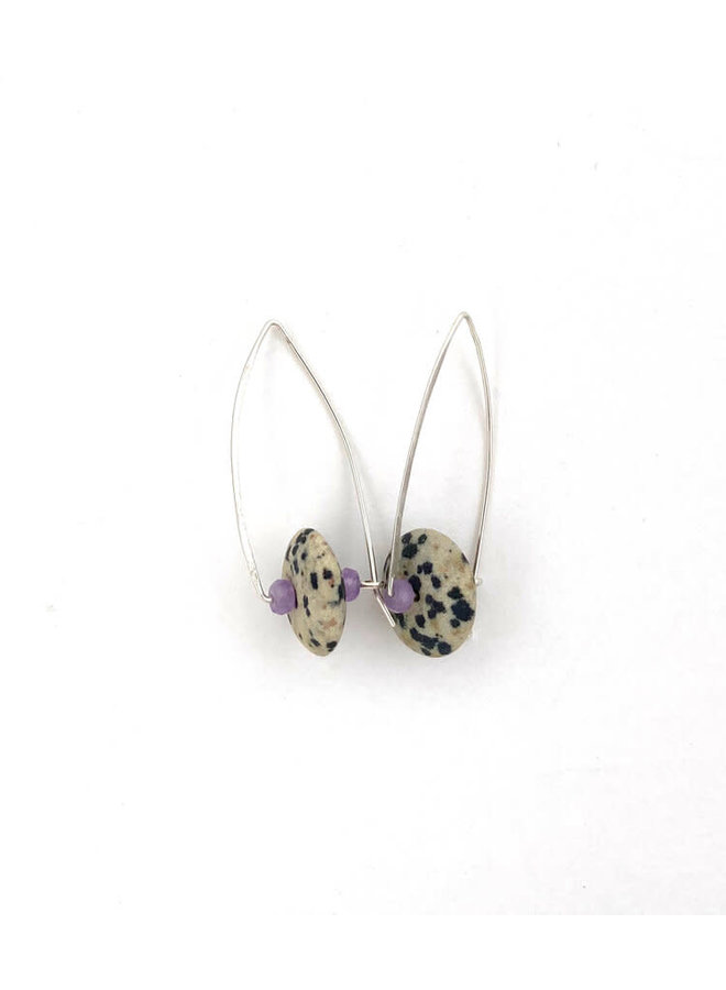 Boucles d'oreilles Dalmatie et Agate Violette 128