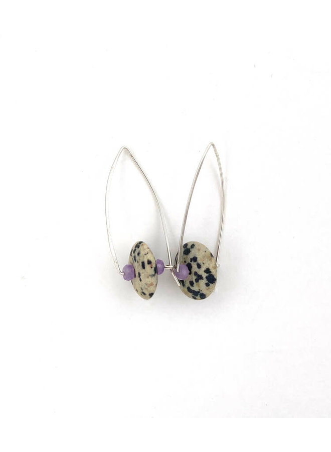 Dalmation and Purple Agate Earrings  128