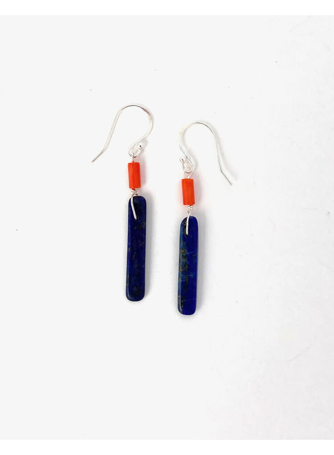Lapis and Coral  Earrings  130