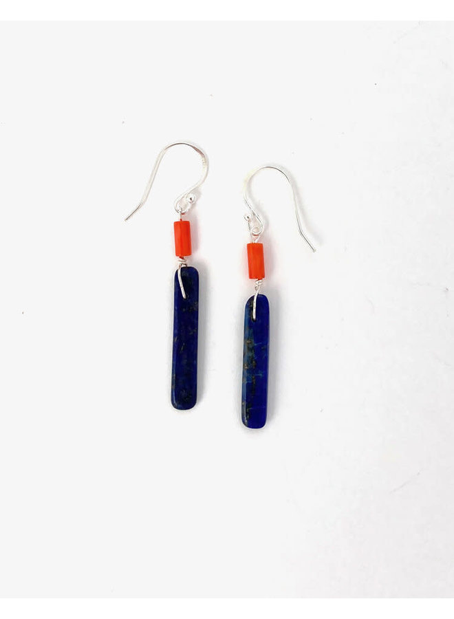 Boucles d'oreilles Lapis et Corail 130