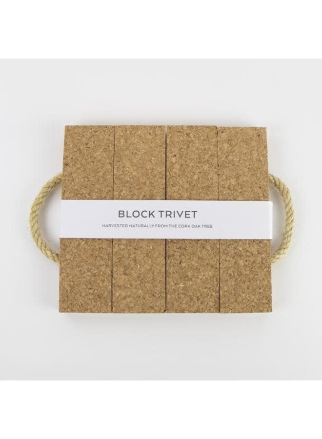 Cork Block Trivet with Handles 14