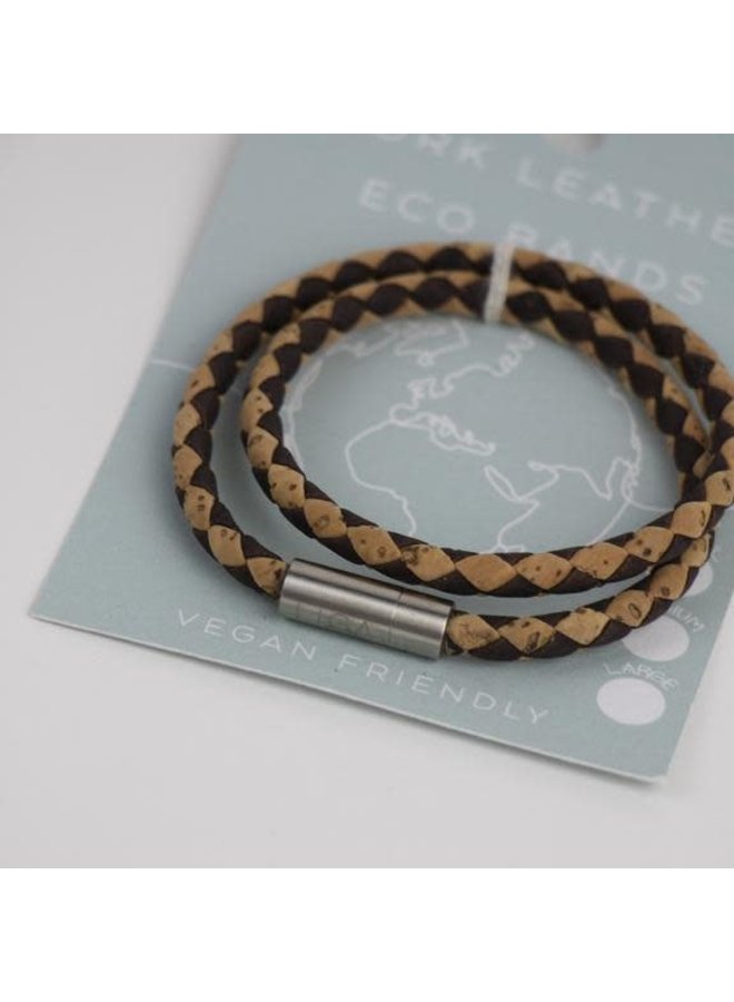 Eco cork double magnetic twist wristband Small 22