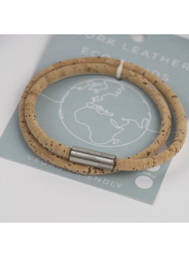 Bracelet magnétique double en liège écologique naturel grand 18