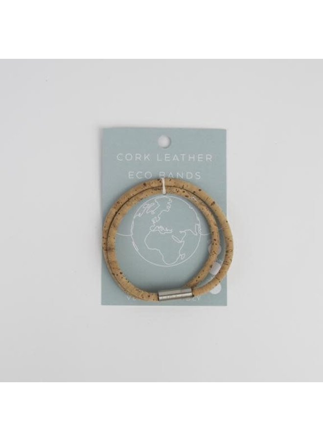 Bracelet magnétique double en liège écologique naturel petit 16