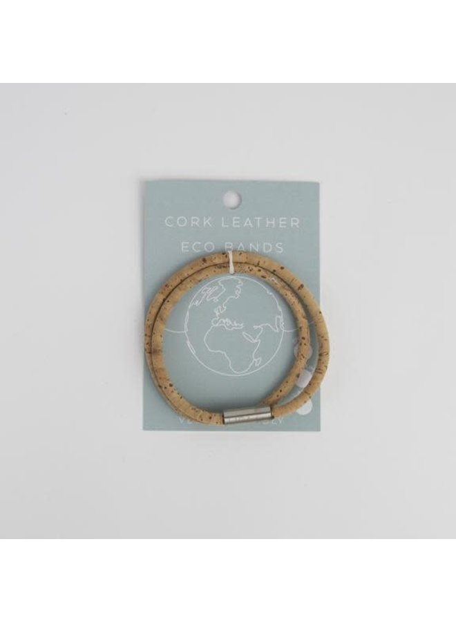 Eco cork double magnetic wristband natural small 16