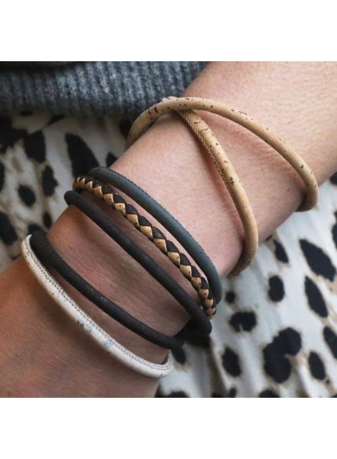 Bracelet magnétique double en liège écologique naturel petit 16