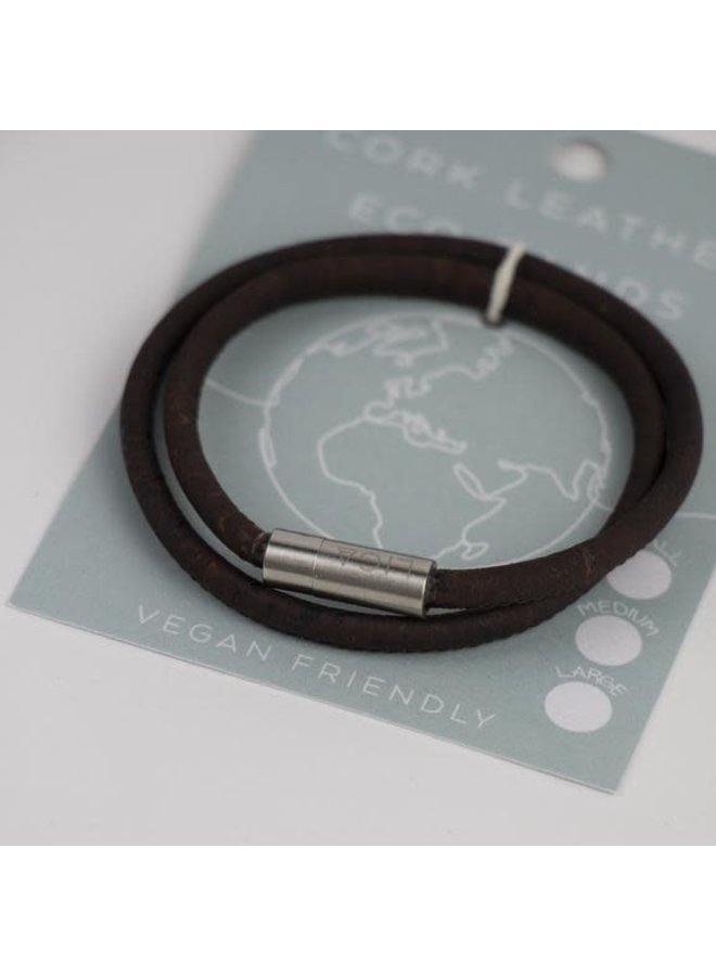 Bracelet magnétique double en liège écologique fumé Small 21