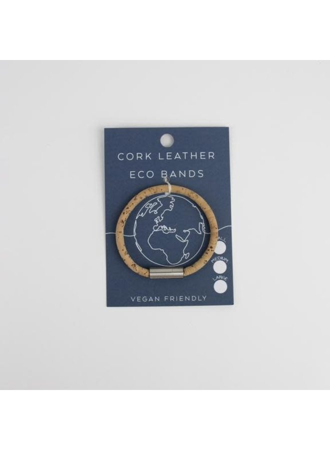 Eco kork enkel magnetiskt silver och naturligt armband Large 36