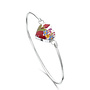 Heart Mixed Real Flower  Bangle silver 135