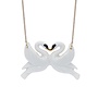 Kissing Swans with gold necklace hand painted 110