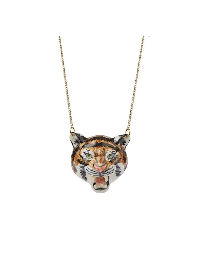 Collier tête de tigre rugissant peint à la main 103