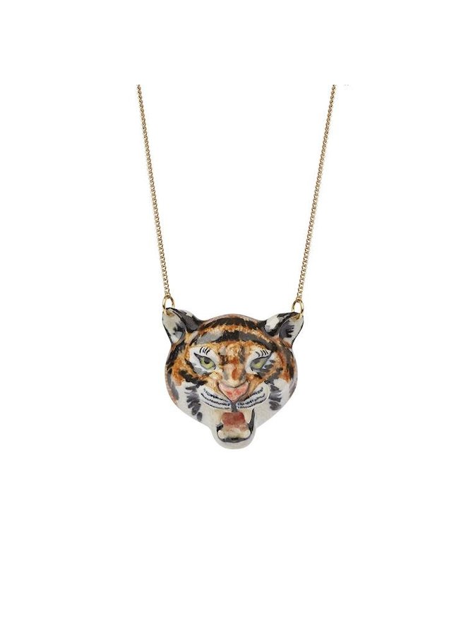 Roaring Tiger Head  necklace hand painted 103