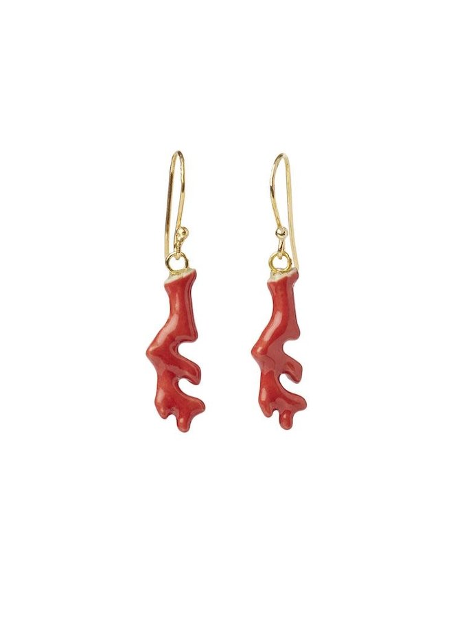 Red Coral  hook earrings 116