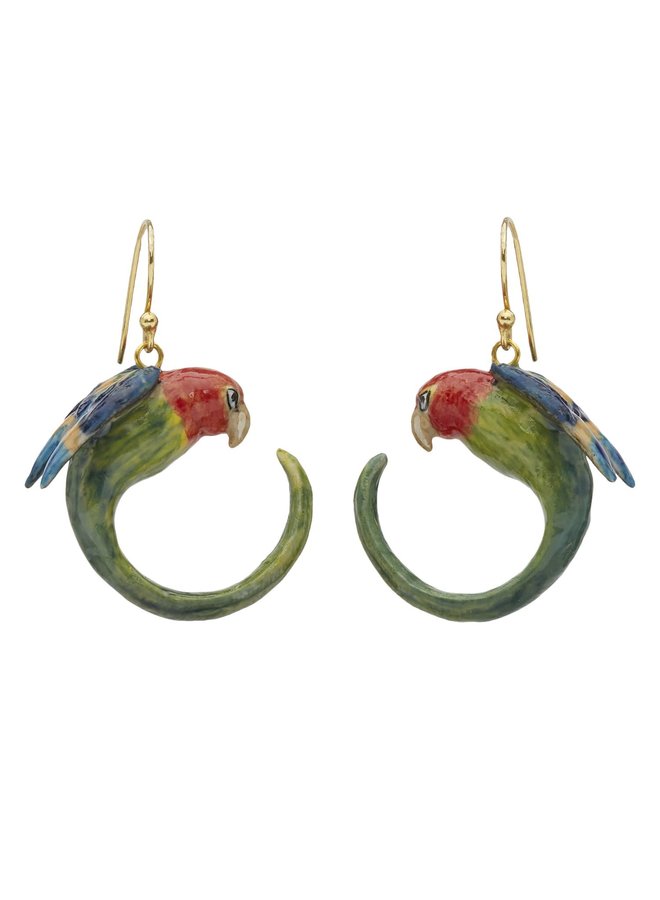 Bright Parrot porcelain hook earrings 120