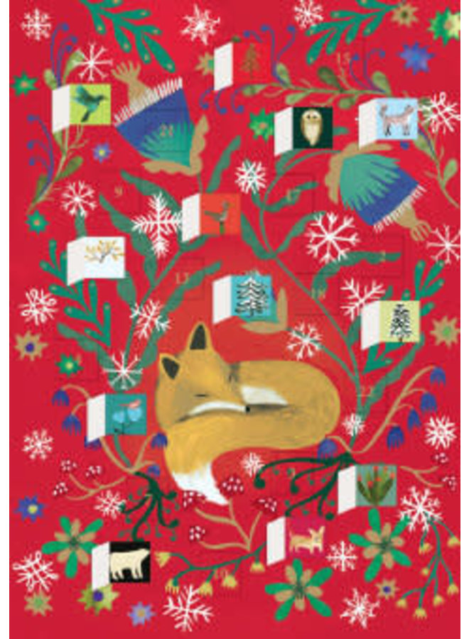 Sleeping Fox Advent Calendar Card by Vernon