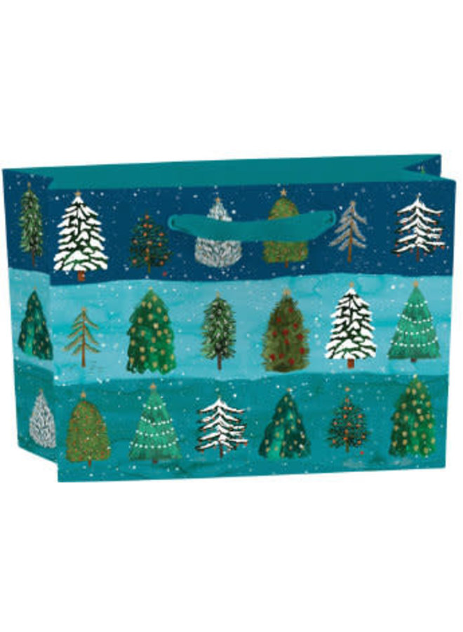 Festive Conifer Tree Small Gift Bag with Ribbon and Gift Tag