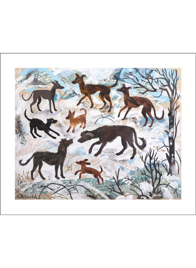 Chiens dans la neige par Mark Hearld