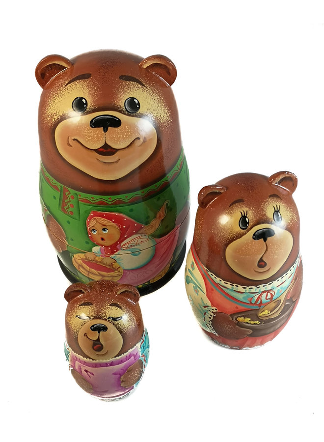 Drei Bären Traditionelle 3-teilige handbemalte Matroschka 146