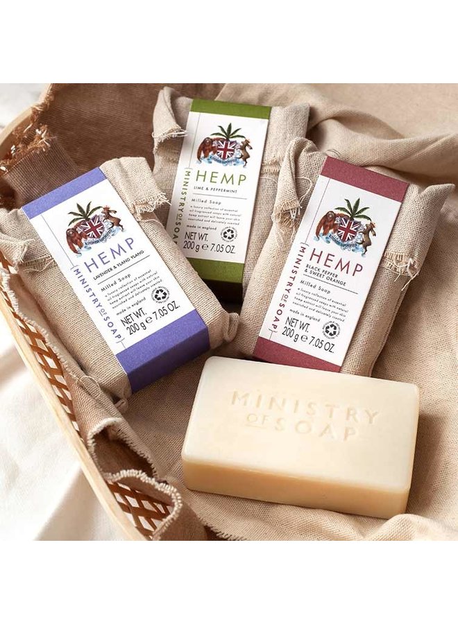 Lime & Peppermint Soap Bar in Hemp Bag