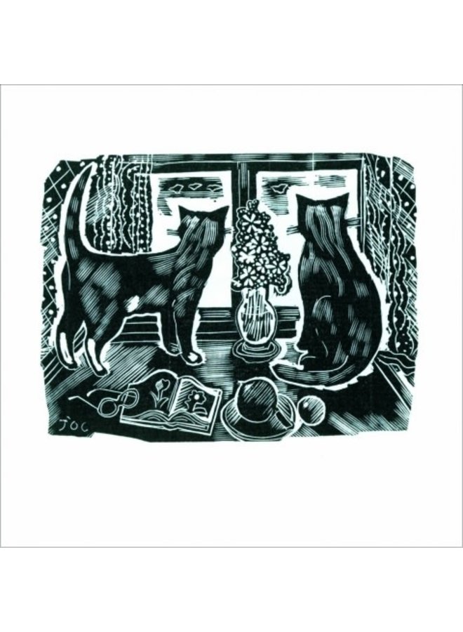 Two Cats by John O'Connor 140x140mm card