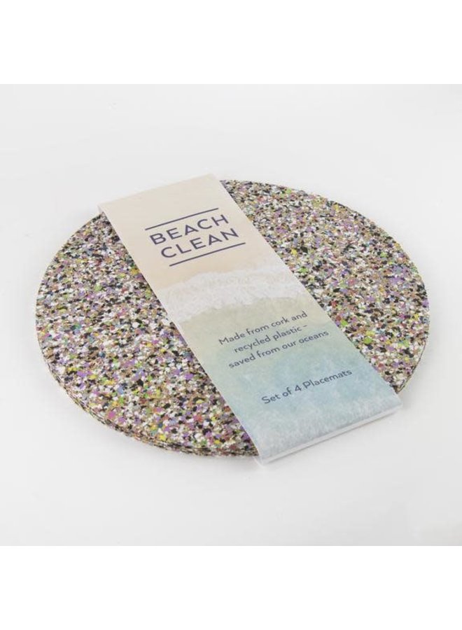 Round Place Mats Set med 4 Beach Clean 40