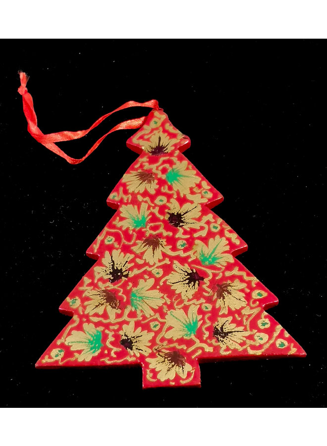 Рождественская елка из сосны, ручная роспись в красном и золотом 221