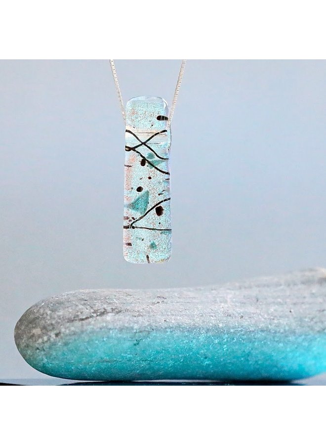 Ice Blue Dichroic Glas Liabet Pendel 55