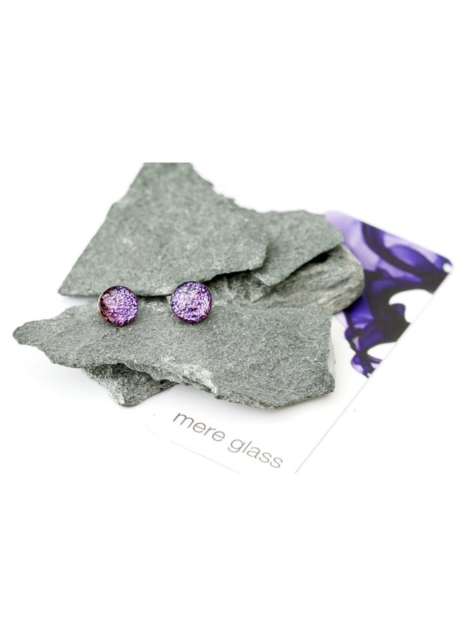 Pendientes de botón de cristal dicroico rosa / morado / azul 72