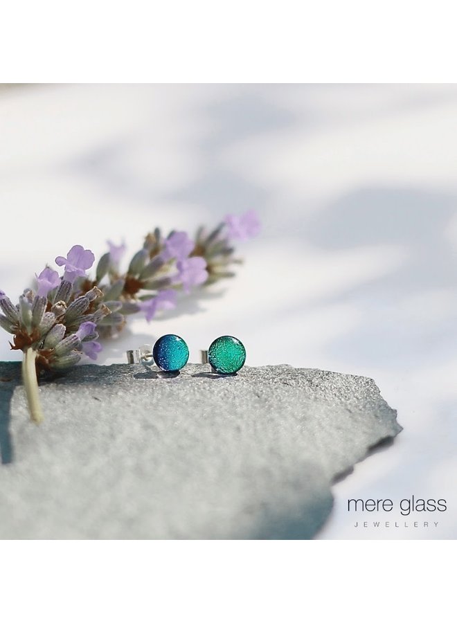 Teal  Dichroic Glass Stud Earrings  68