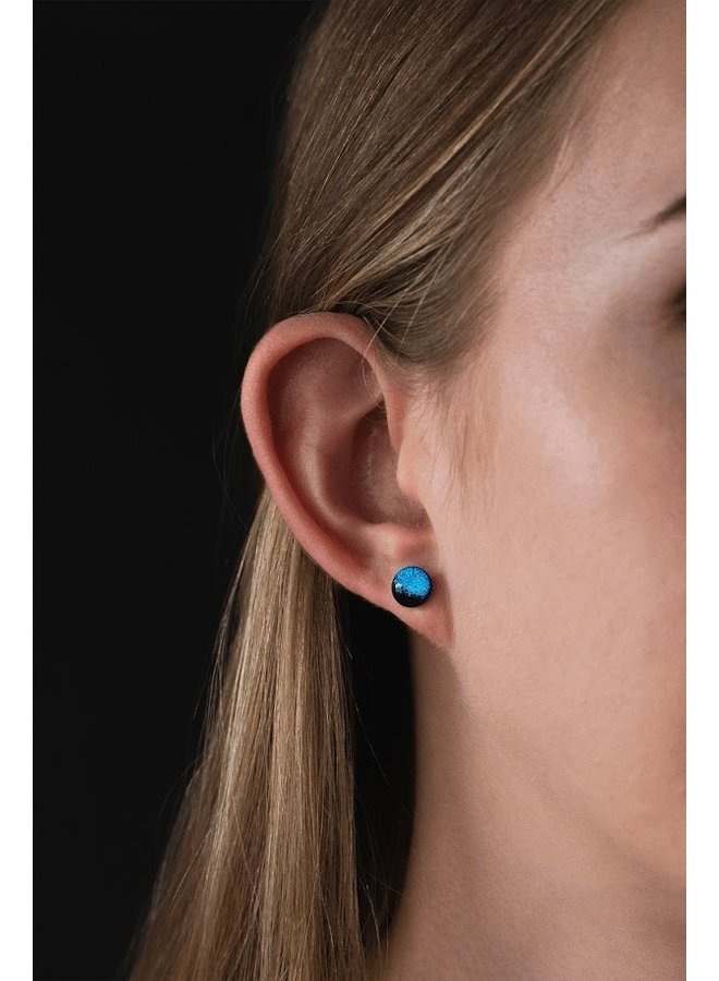 Boucles d'oreilles en verre dichroïque bleu sarcelle 68