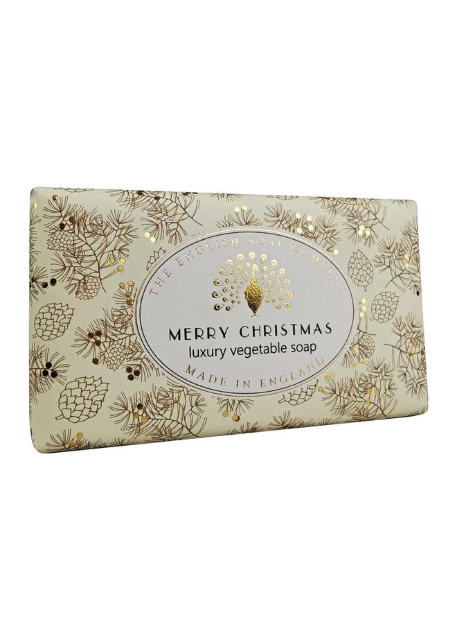 Merry Chrismas Vintage Wrap Winter Greenery Soap