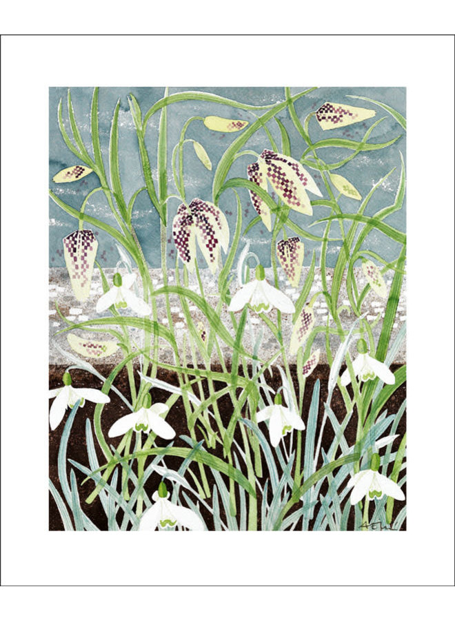 Fritillaries and Snowdrops by Angie Lewin