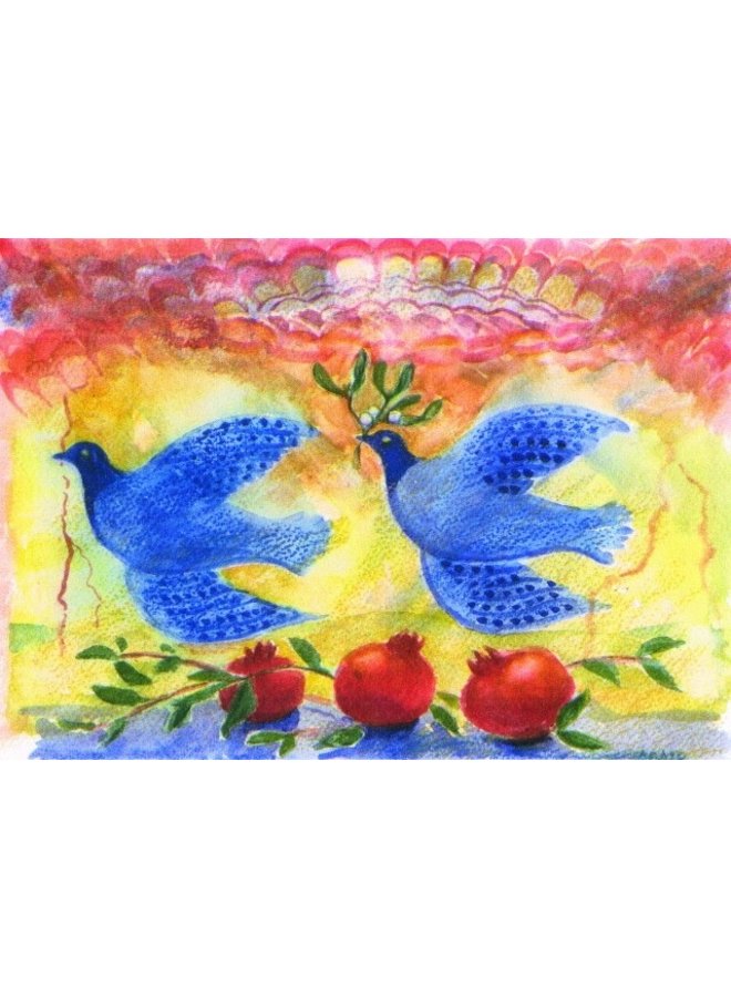Bluebirds and Mistetoe by Hilary Adair  x8 Xmas  cards 180x140mm