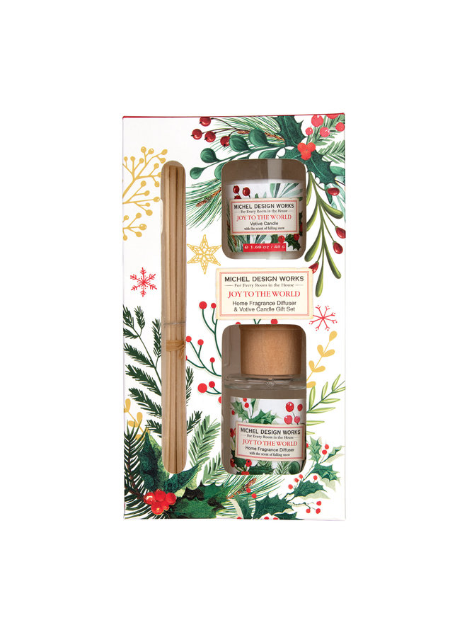 Joy To The World Home Fragrance Diffuser & Votive Candle Set