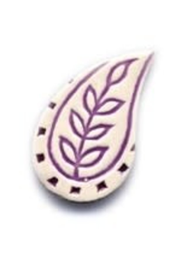 Broche Céramique Feuille Violet Paisley 43