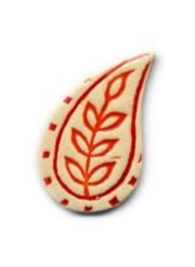 Paisley Orange Leaf  Ceramic  brooch 44