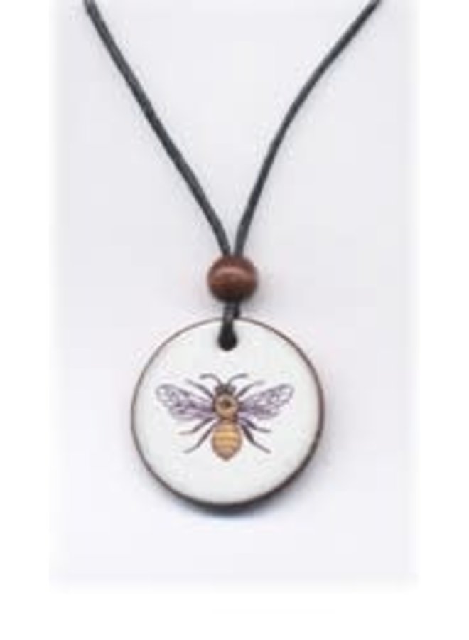 Pendentif rond en céramique abeille 020