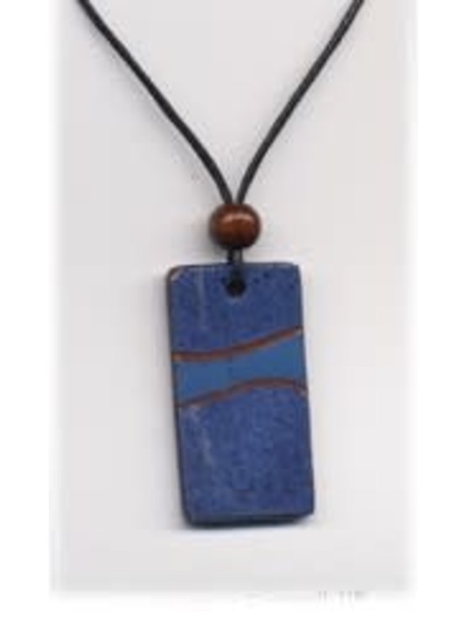 Sea and Shore  Rectangle  ceramic  pendant 031