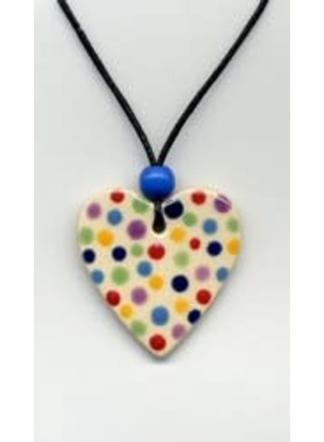 Dotty Heart  ceramic  pendant 035