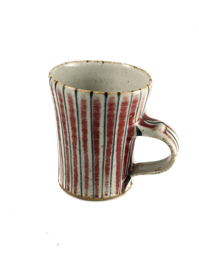 Red Pinstripe Handmade  small tall mug 38