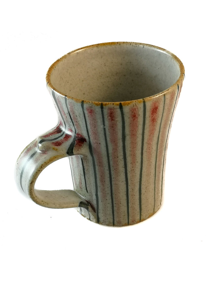 Red Pinstripe Handmade  small tall mug 38