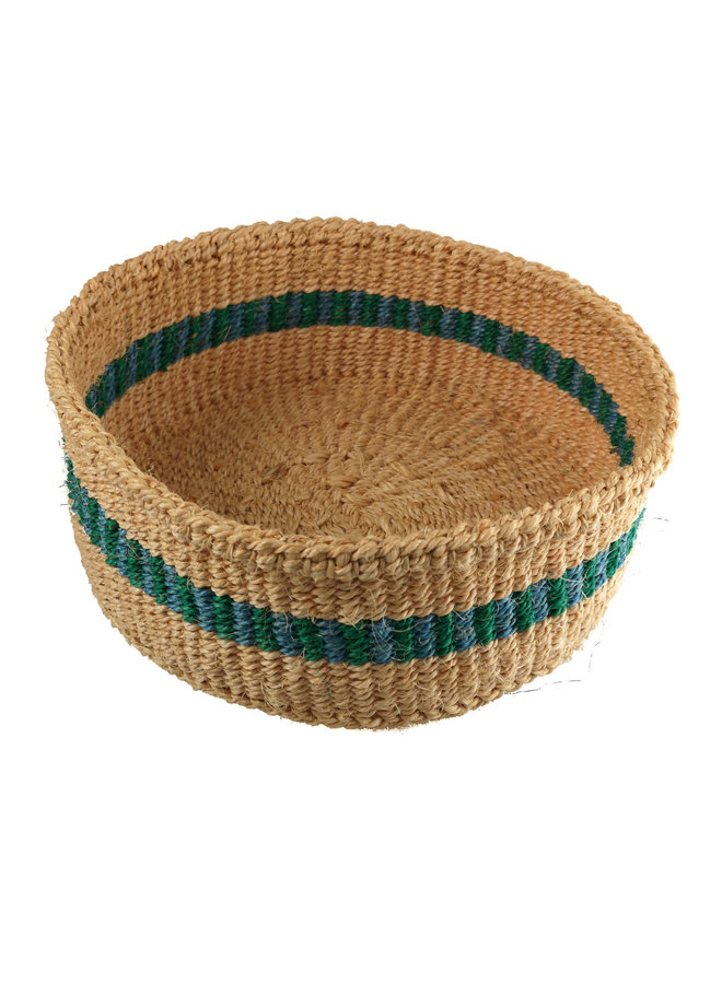 Mkate Green stripe grass hand woven  basket 16