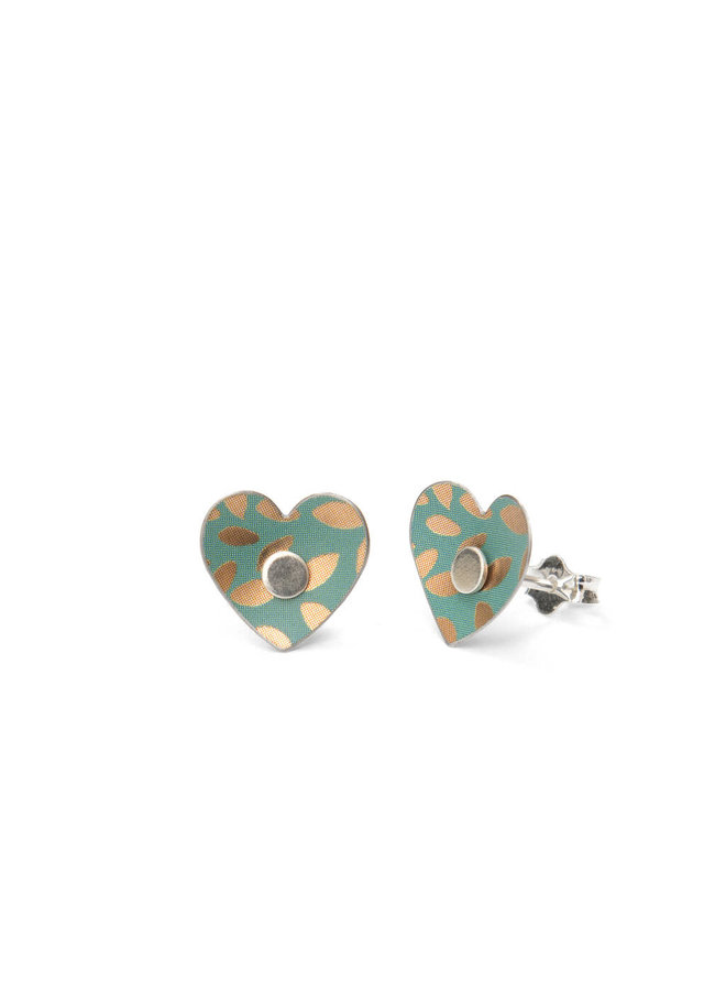 Jade and gold  tin & silver stud earrings 120