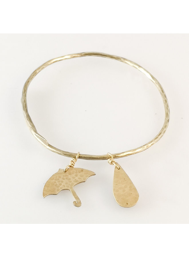 Rain Drops  adjustable brass bangle 07