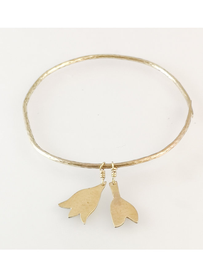 Tulips adjustable brass bangle 026