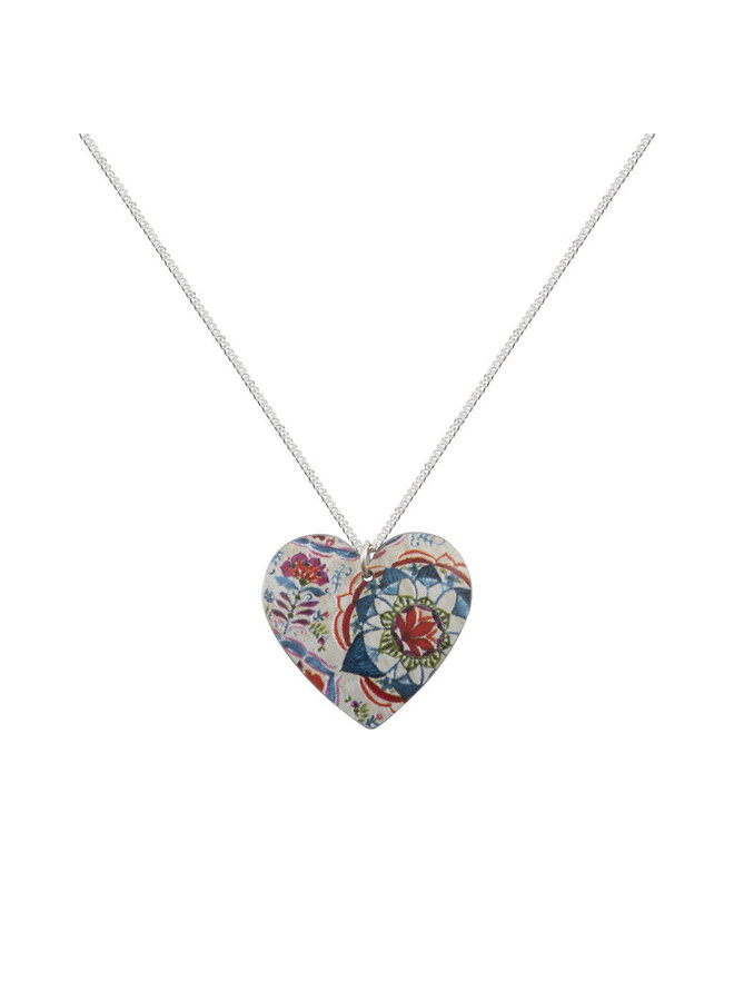 Lotus Heart Tin and silver Necklace   139
