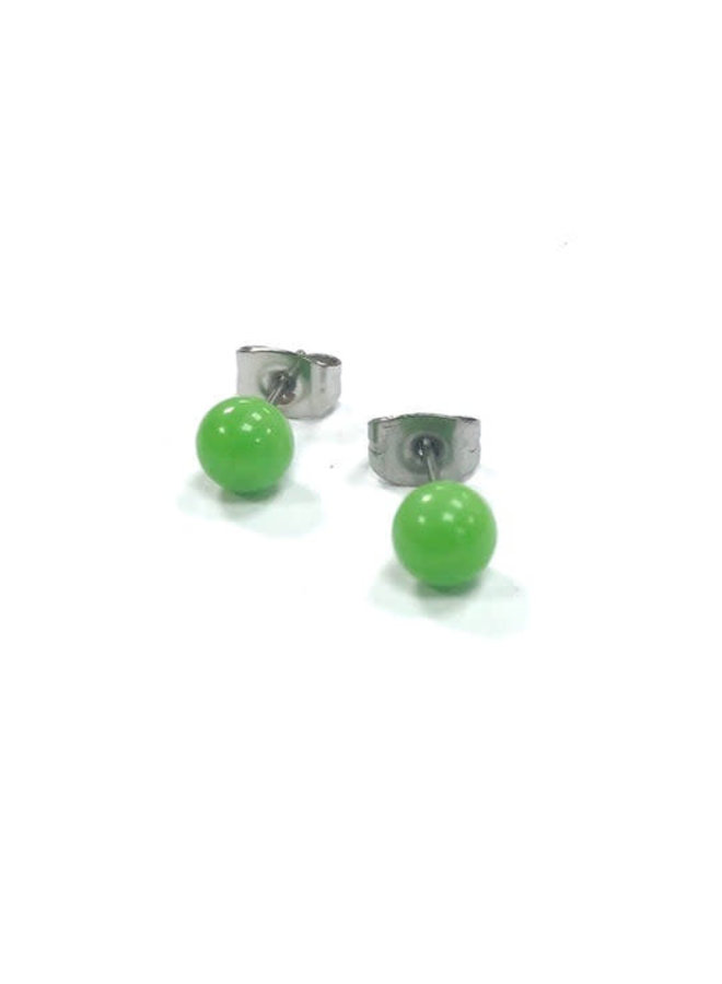 Миниатюрная круглая серьга-гвоздик Apple Green Glass 17