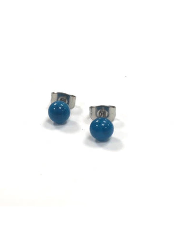 Petite boucle d'oreille ronde en verre turquoise 18